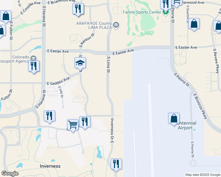 map of restaurants, bars, coffee shops, grocery stores, and more near in Greenwood Village