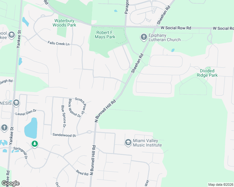 map of restaurants, bars, coffee shops, grocery stores, and more near 10524 Reese Court in Dayton