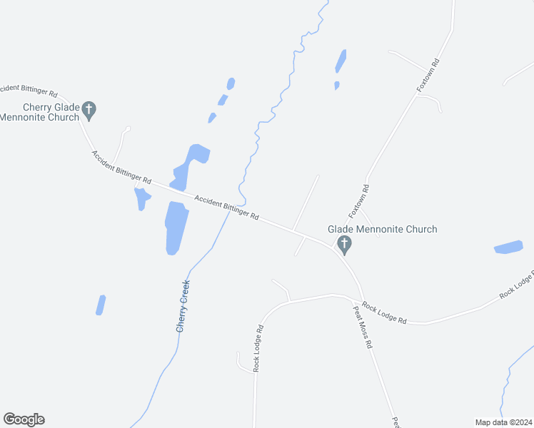 map of restaurants, bars, coffee shops, grocery stores, and more near 4849 Accident Bittinger Road in Accident