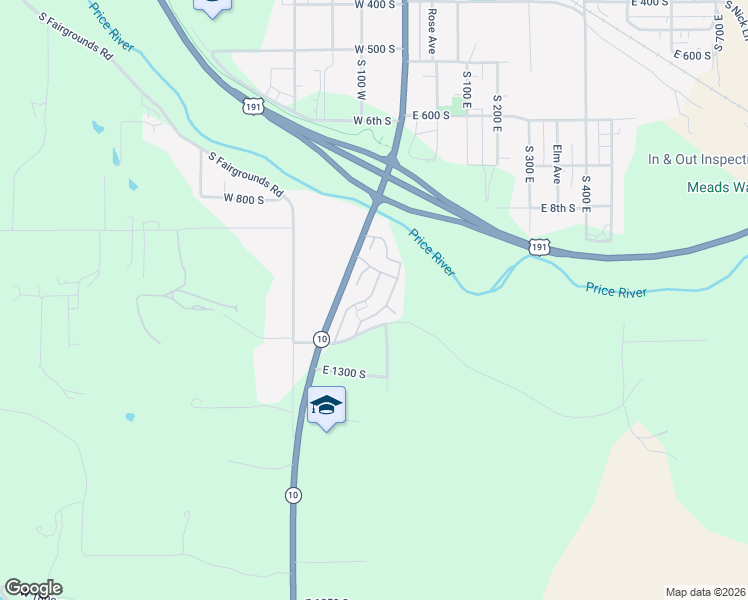 map of restaurants, bars, coffee shops, grocery stores, and more near 1101 South Carbon Avenue in Price