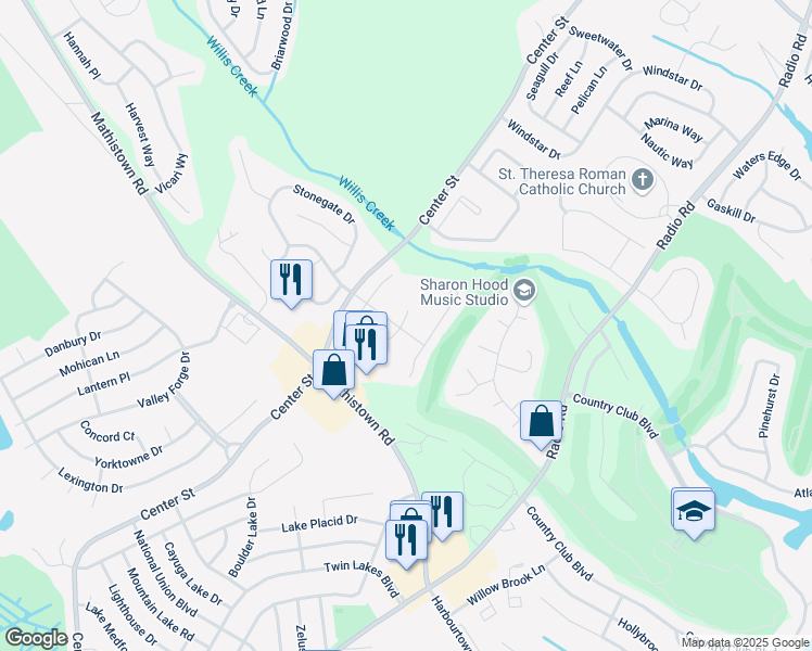 map of restaurants, bars, coffee shops, grocery stores, and more near 44 Winged Foot Lane in Little Egg Harbor Township