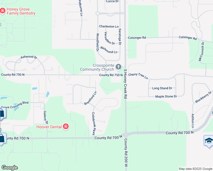map of restaurants, bars, coffee shops, grocery stores, and more near 1255 Demaree Road in Greenwood