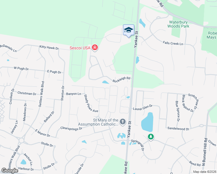 map of restaurants, bars, coffee shops, grocery stores, and more near 76 Old Pond Road in Springboro