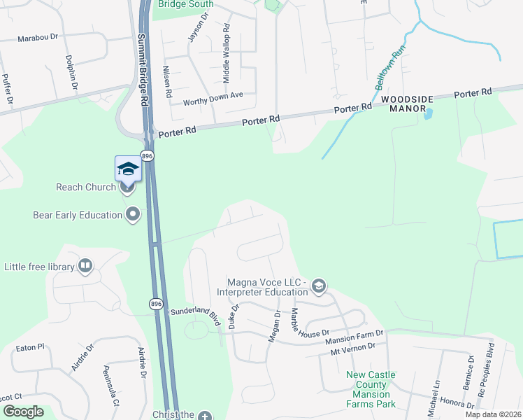 map of restaurants, bars, coffee shops, grocery stores, and more near 558 Mansion House Road in Bear