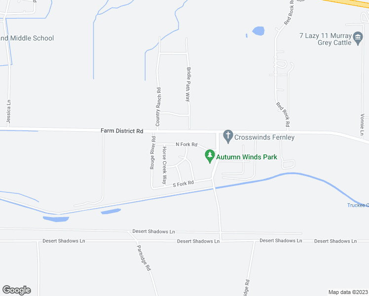 map of restaurants, bars, coffee shops, grocery stores, and more near 2971 North Fork Road in Fernley