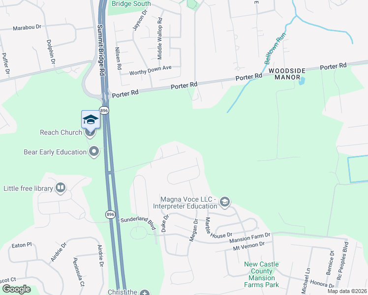 map of restaurants, bars, coffee shops, grocery stores, and more near 558 Mansion House Road in Bear