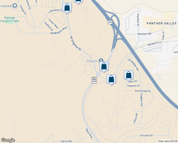 map of restaurants, bars, coffee shops, grocery stores, and more near 1008 Sunset Mountain Road in Reno