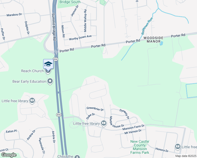 map of restaurants, bars, coffee shops, grocery stores, and more near 557 Mansion House Road in Bear