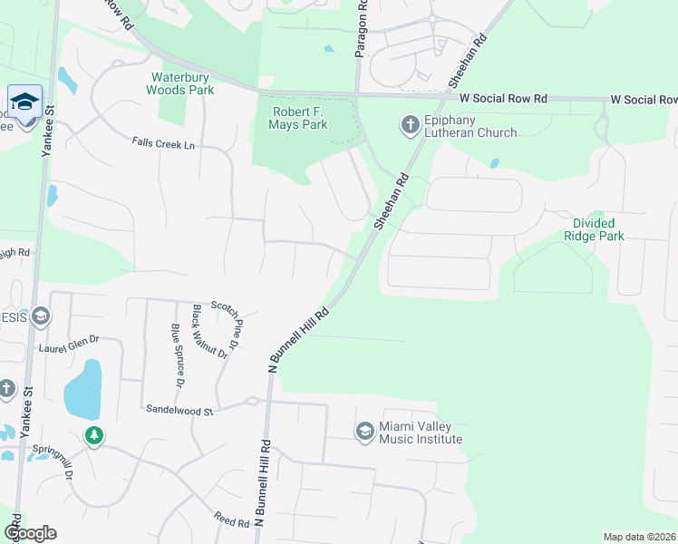 map of restaurants, bars, coffee shops, grocery stores, and more near 10524 Reese Court in Dayton