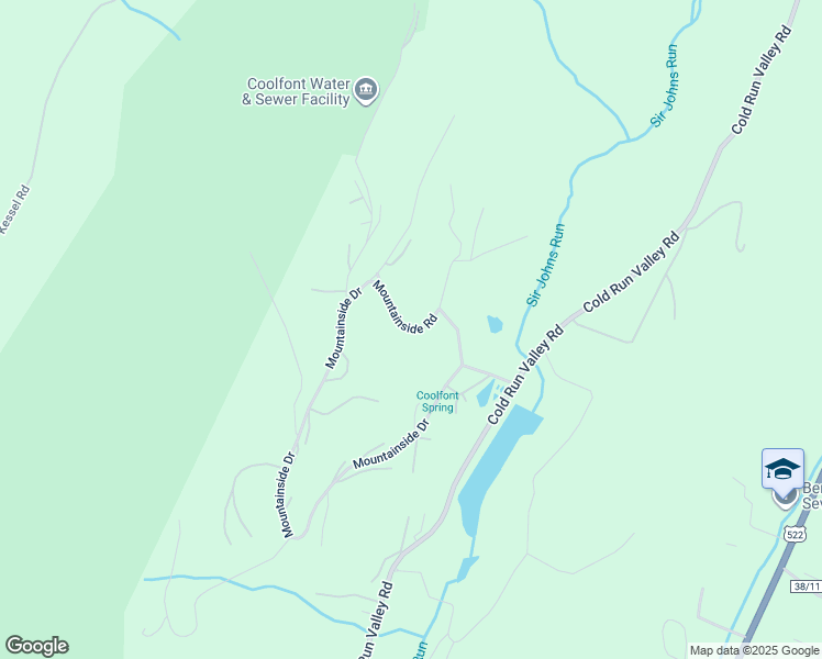 map of restaurants, bars, coffee shops, grocery stores, and more near Mountainside Road in Berkeley Springs