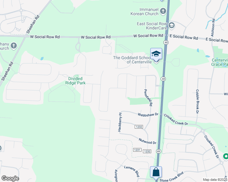 map of restaurants, bars, coffee shops, grocery stores, and more near 10133 Morgan Grey Court in Centerville