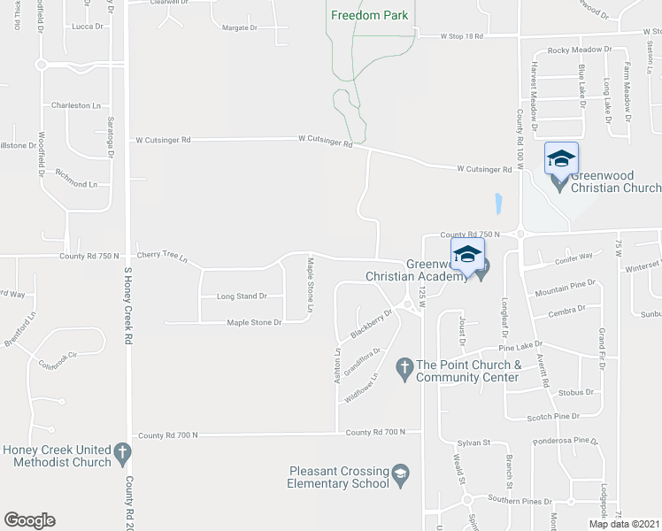 map of restaurants, bars, coffee shops, grocery stores, and more near 905 Cherry Tree Lane in Greenwood