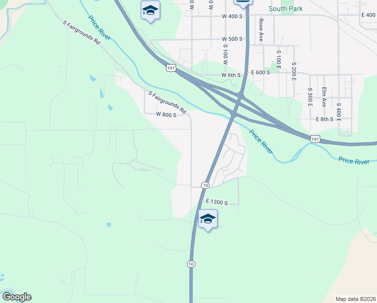 map of restaurants, bars, coffee shops, grocery stores, and more near 1098 South Fairgrounds Road in Price