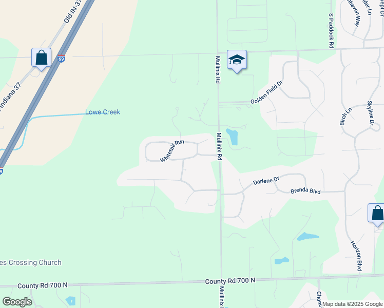map of restaurants, bars, coffee shops, grocery stores, and more near 6122 Deer Cross Place in Greenwood