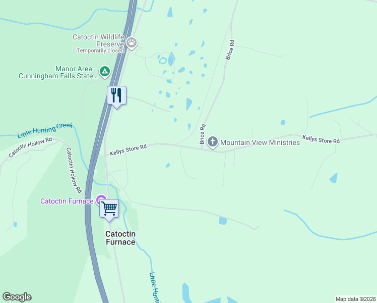 map of restaurants, bars, coffee shops, grocery stores, and more near 6919 Kellys Store Road in Thurmont