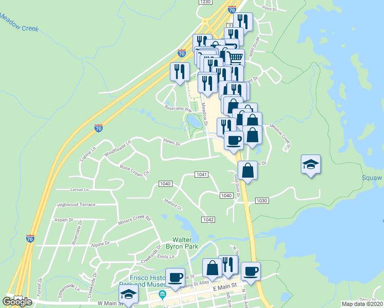 map of restaurants, bars, coffee shops, grocery stores, and more near 19 Hawn Drive in Dillon