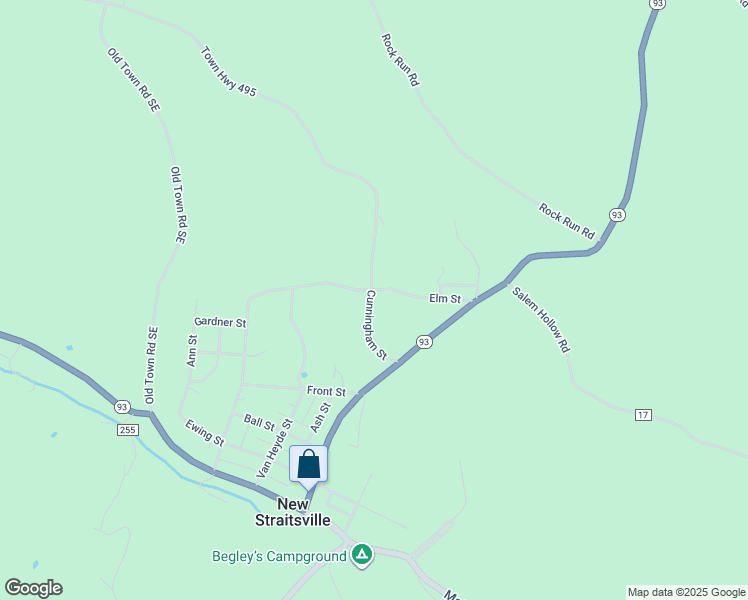 map of restaurants, bars, coffee shops, grocery stores, and more near 213 Cunningham Street in New Straitsville