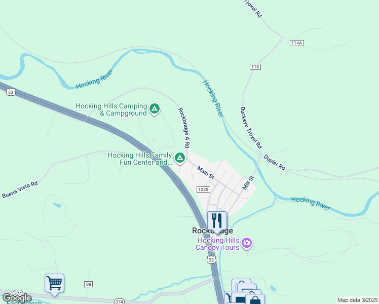 map of restaurants, bars, coffee shops, grocery stores, and more near 26650 Rockbridge A Road in Rockbridge