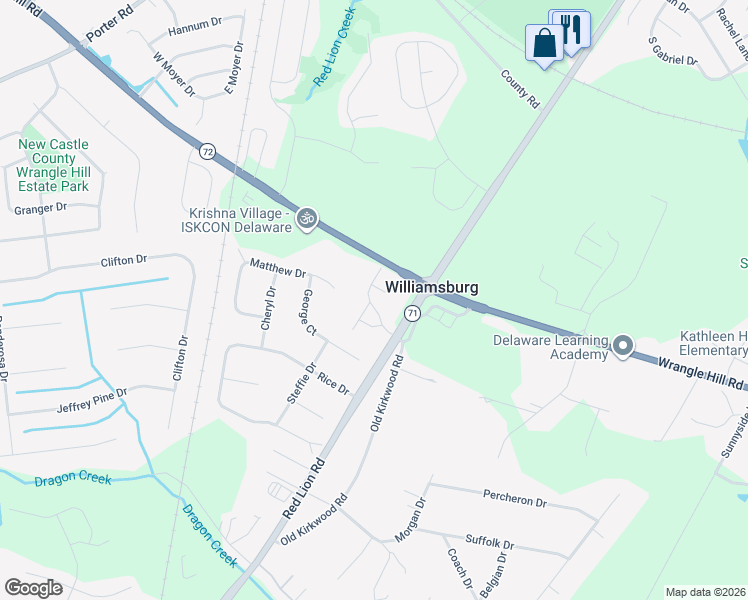 map of restaurants, bars, coffee shops, grocery stores, and more near 24 Jester Street in Bear