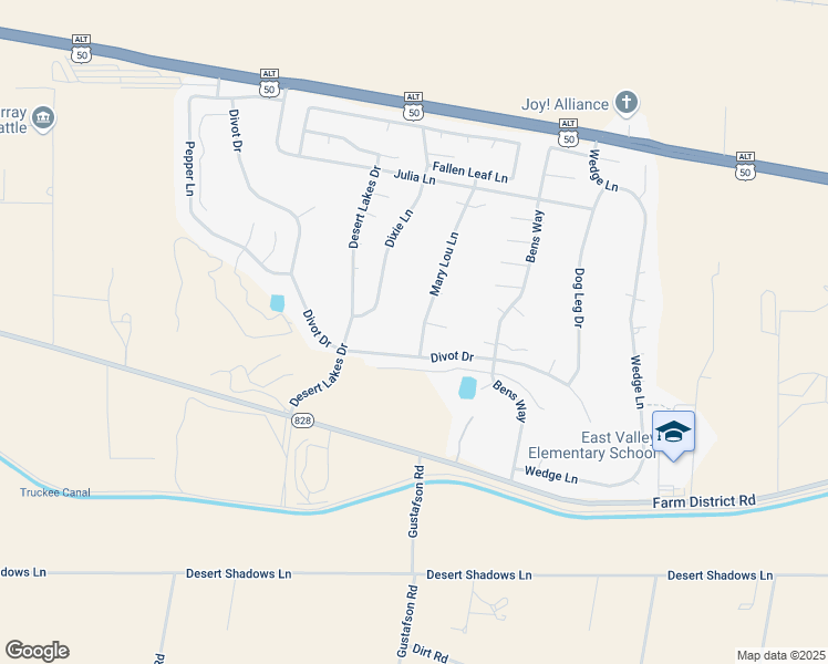 map of restaurants, bars, coffee shops, grocery stores, and more near 205 Mary Lou Lane in Fernley