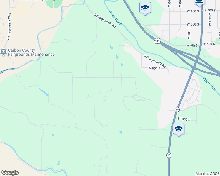 map of restaurants, bars, coffee shops, grocery stores, and more near 1124 South 450 West in Price