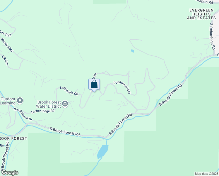 map of restaurants, bars, coffee shops, grocery stores, and more near 7197 Aspen Meadow Drive in Evergreen