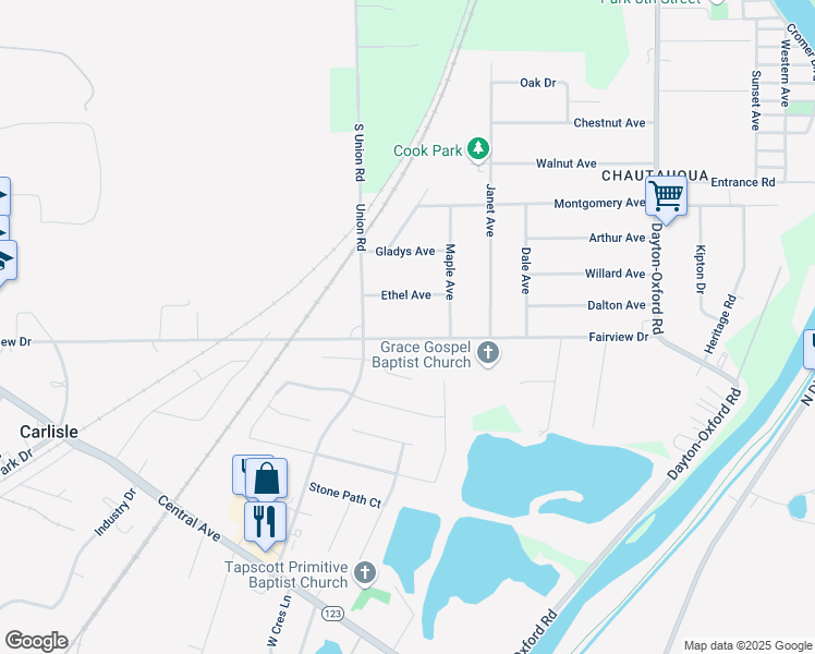 map of restaurants, bars, coffee shops, grocery stores, and more near 350 Fairview Drive in Carlisle