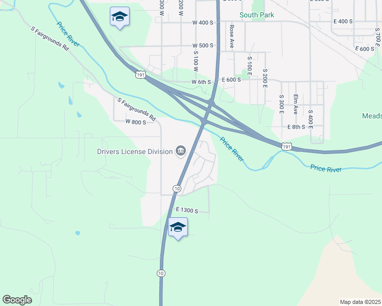 map of restaurants, bars, coffee shops, grocery stores, and more near 940 South Carbon Avenue in Price