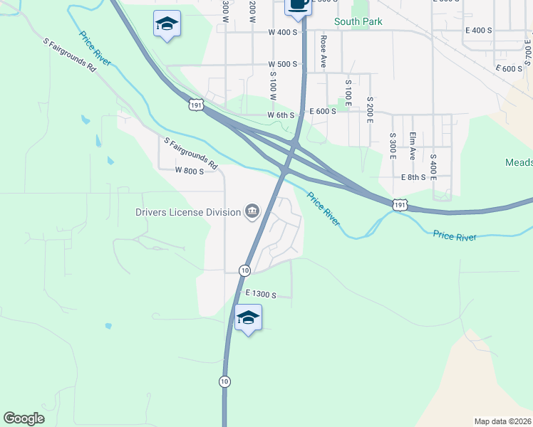 map of restaurants, bars, coffee shops, grocery stores, and more near 940 South Carbon Avenue in Price