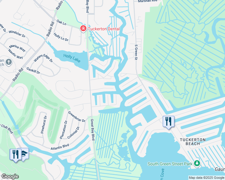 map of restaurants, bars, coffee shops, grocery stores, and more near 34 North Boom Way in Little Egg Harbor Township