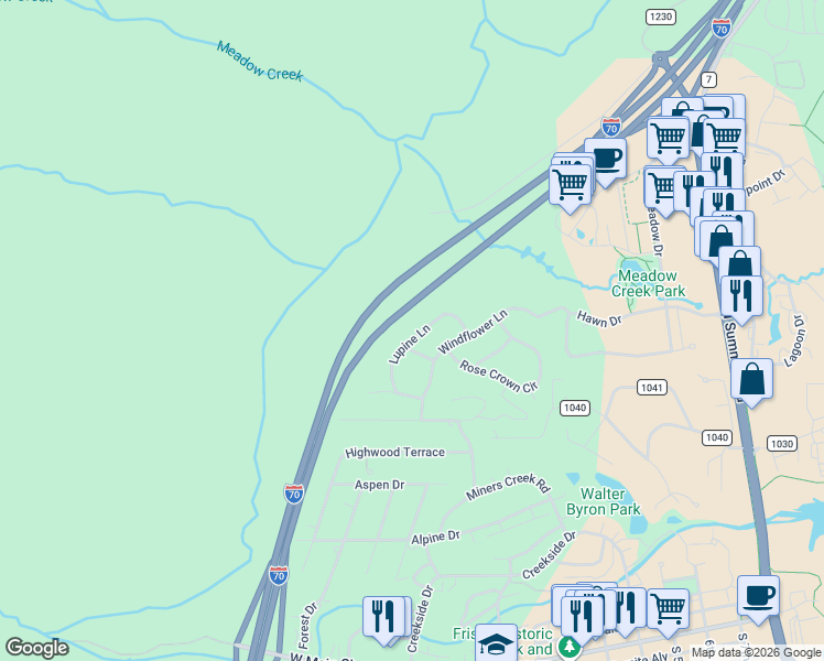 map of restaurants, bars, coffee shops, grocery stores, and more near 147 Lupine Lane in Frisco