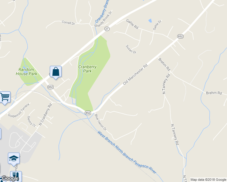 map of restaurants, bars, coffee shops, grocery stores, and more near 838 Old Manchester Road in Westminster