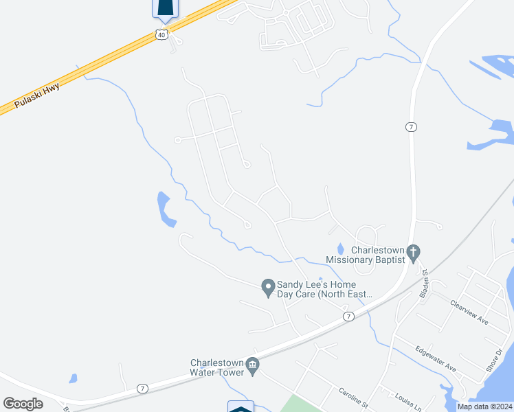 map of restaurants, bars, coffee shops, grocery stores, and more near 145 Cool Springs Road in North East