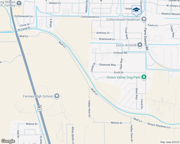 map of restaurants, bars, coffee shops, grocery stores, and more near 1321 Canal Drive in Fernley