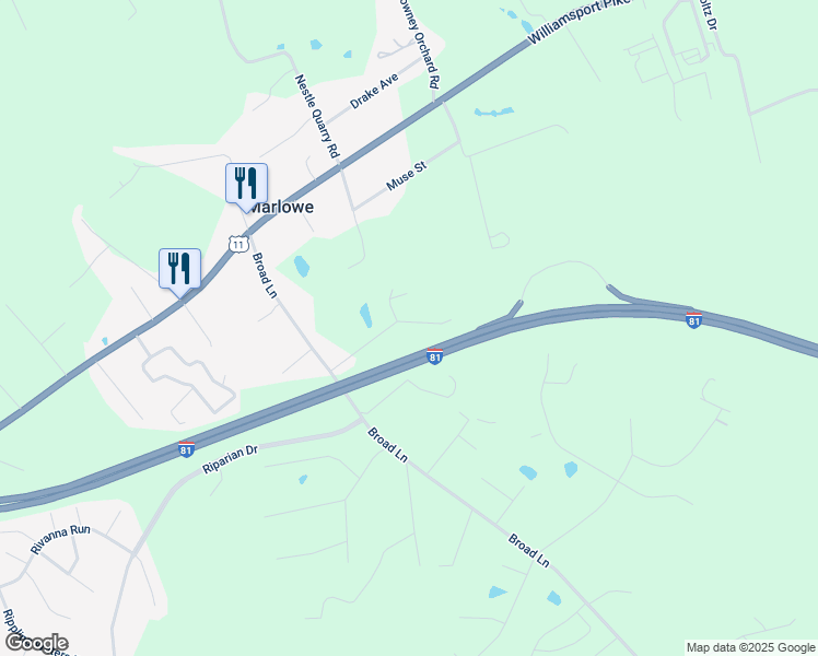 map of restaurants, bars, coffee shops, grocery stores, and more near 186 Clarissa Lane in Falling Waters