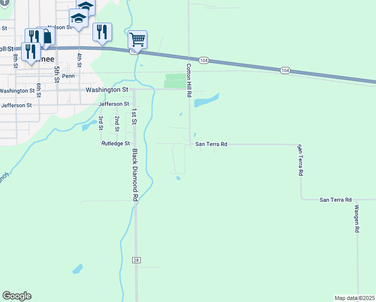 map of restaurants, bars, coffee shops, grocery stores, and more near 24-98 Tamaroa Drive in Pawnee