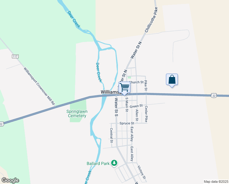 map of restaurants, bars, coffee shops, grocery stores, and more near in Williamsport