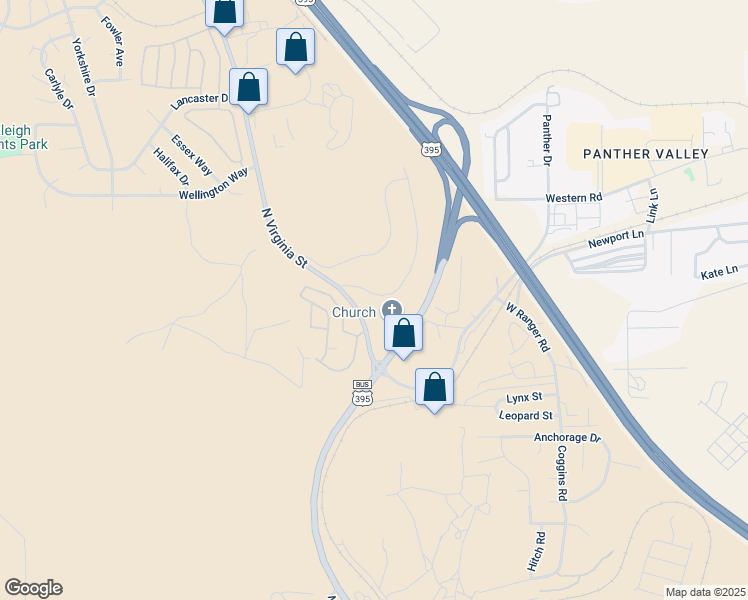 map of restaurants, bars, coffee shops, grocery stores, and more near 7115 Beacon Drive in Reno