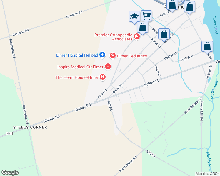map of restaurants, bars, coffee shops, grocery stores, and more near 516 State Street in Elmer