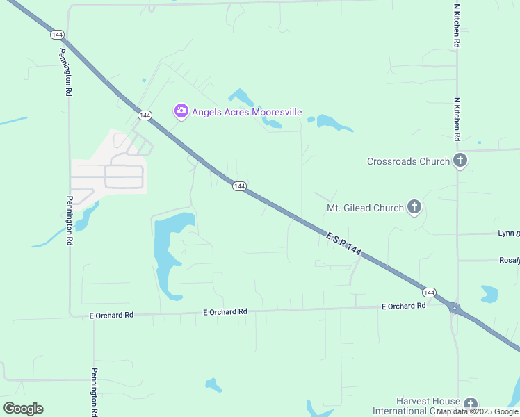 map of restaurants, bars, coffee shops, grocery stores, and more near 5367 East South R 144 in Mooresville
