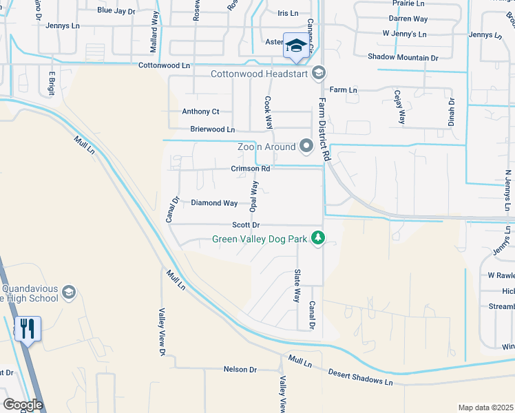 map of restaurants, bars, coffee shops, grocery stores, and more near 1006 Opal Way in Fernley