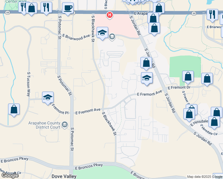 map of restaurants, bars, coffee shops, grocery stores, and more near 14258 East Easter Avenue in Centennial