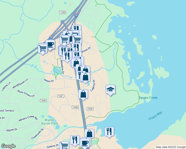 map of restaurants, bars, coffee shops, grocery stores, and more near 956 Meadow Creek Drive in Frisco
