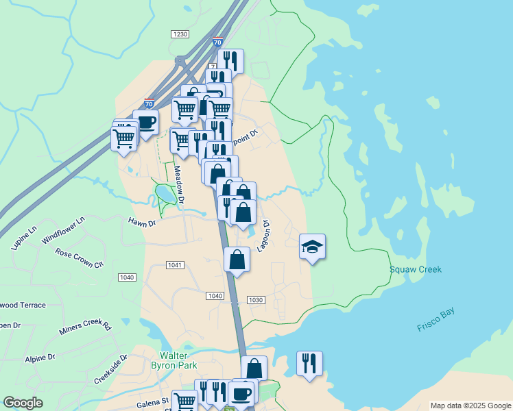 map of restaurants, bars, coffee shops, grocery stores, and more near 956 Meadow Creek Drive in Frisco