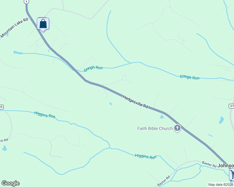 map of restaurants, bars, coffee shops, grocery stores, and more near Rte 9 in Hedgesville