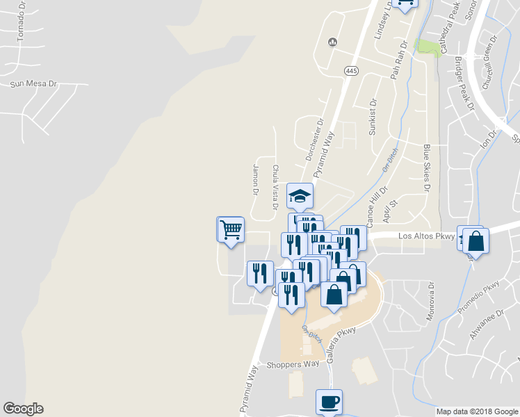 map of restaurants, bars, coffee shops, grocery stores, and more near 6531 Jamon Drive in Sparks