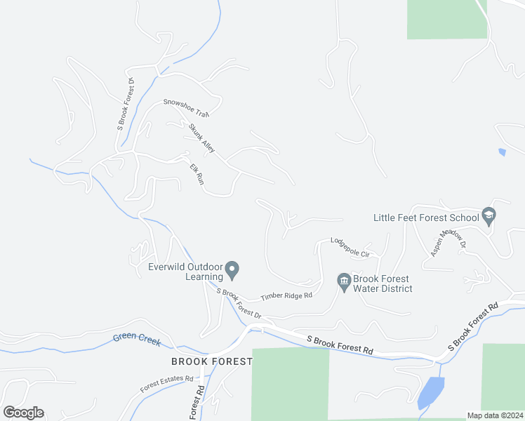 map of restaurants, bars, coffee shops, grocery stores, and more near 7141 Timber Trail Road in Evergreen