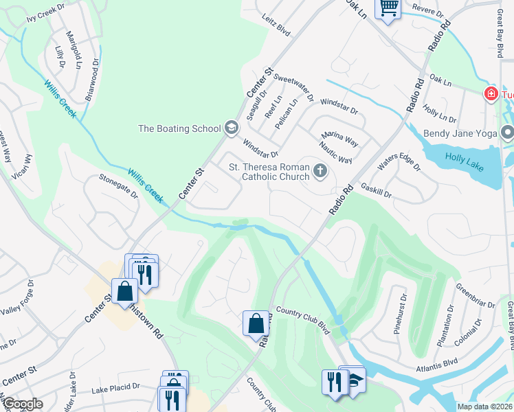 map of restaurants, bars, coffee shops, grocery stores, and more near 43 Whitemarsh Court in Ocean County