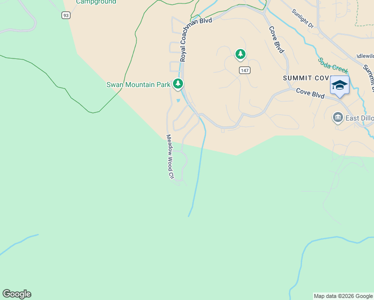 map of restaurants, bars, coffee shops, grocery stores, and more near 632 Meadow Wood Circle in Dillon