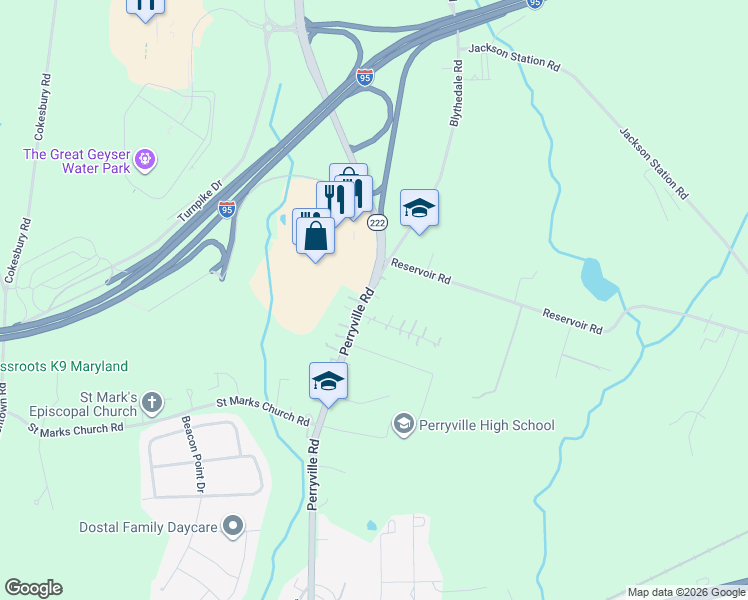 map of restaurants, bars, coffee shops, grocery stores, and more near 1812 Perryville Road in Perryville